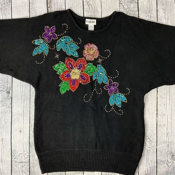 VINTAGE VICTORIA JONES Sequins Sweater - Picture 1 of 4